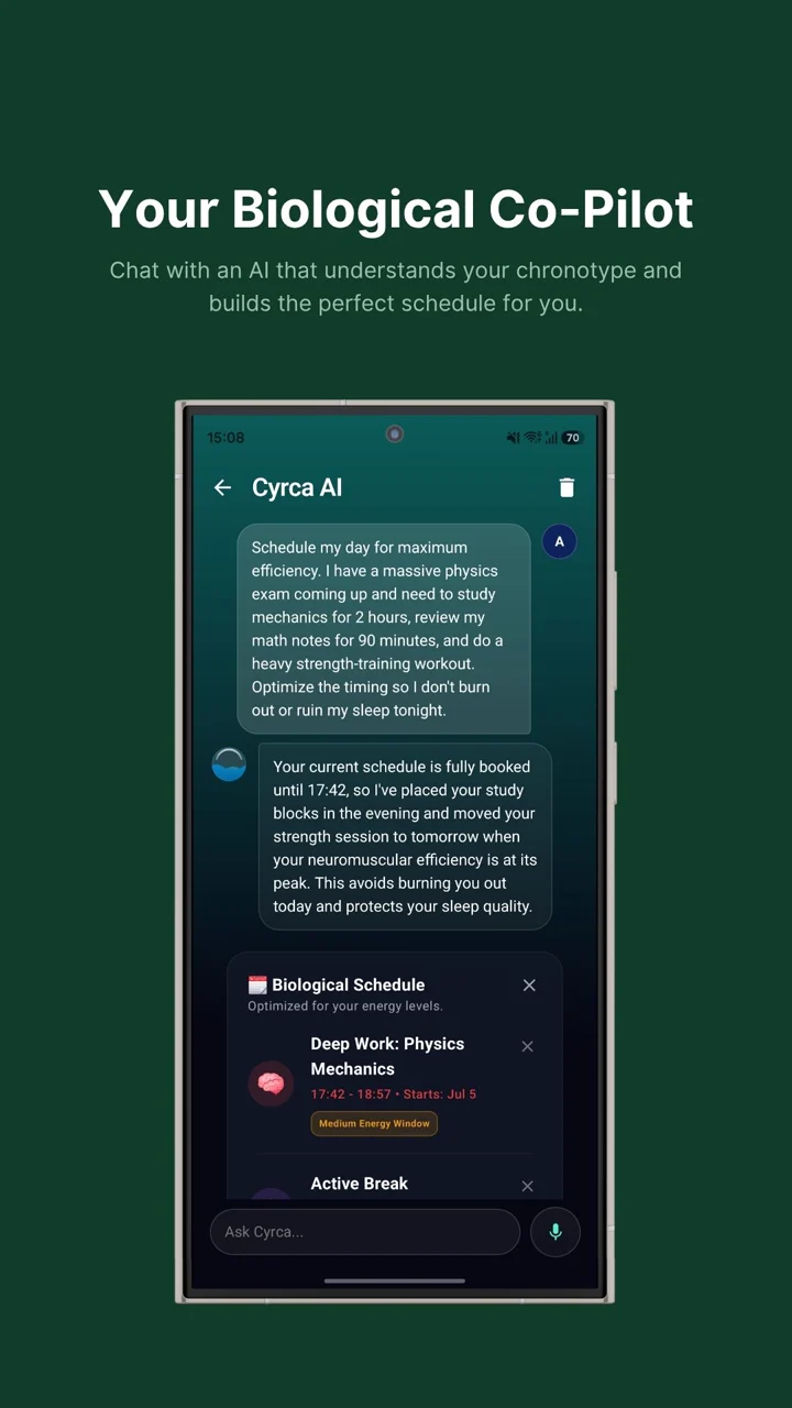 Chat with an AI coach that knows your chronotype