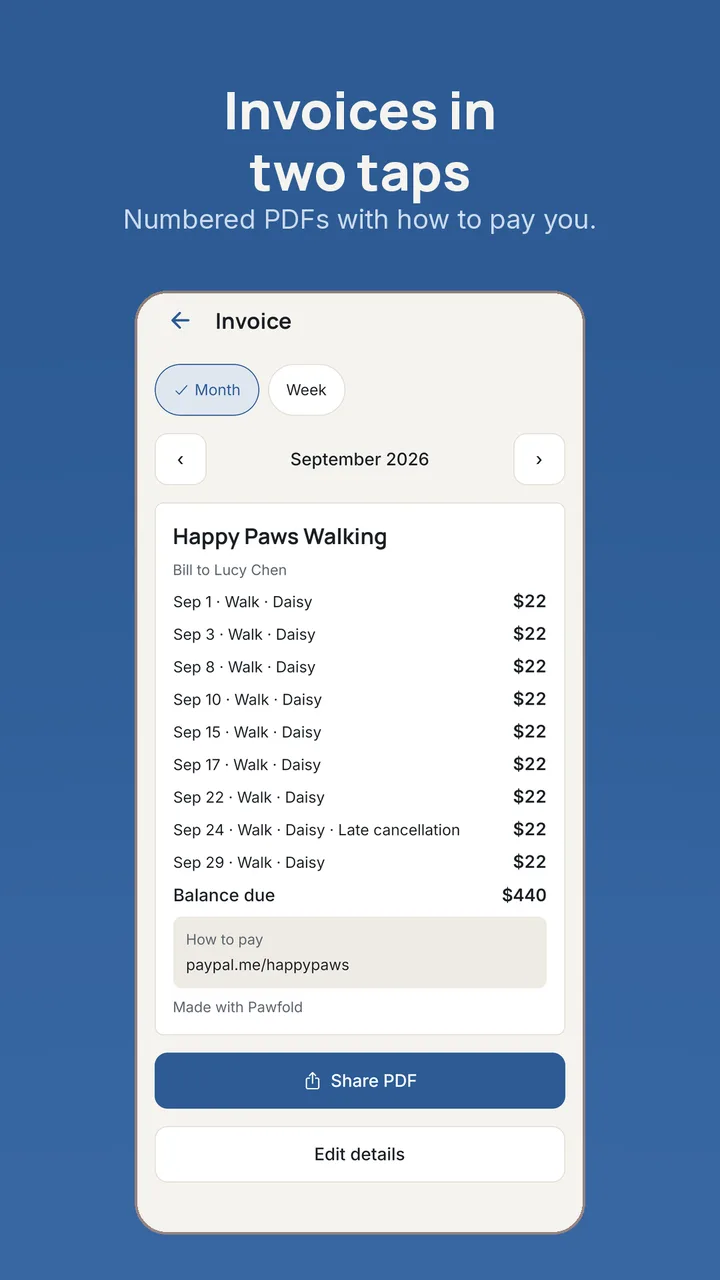 Invoices in two taps